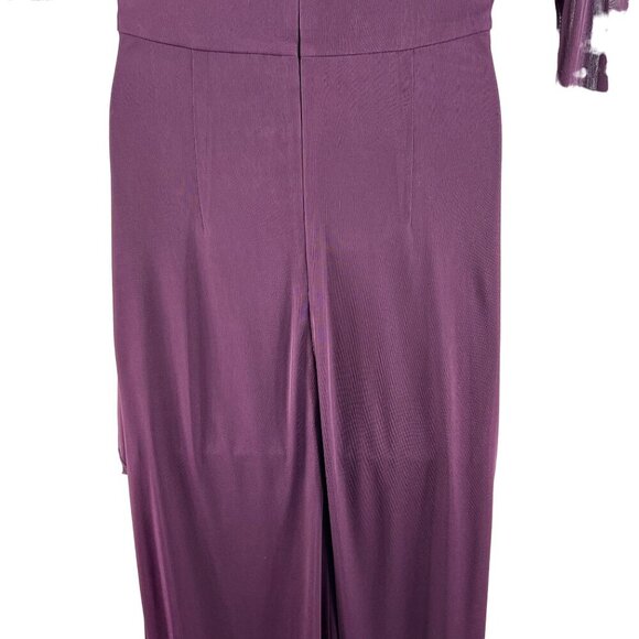 Alex Evenings Size 10 NWT Eggplant Dress Ruched Waist 3/4 Sleeves Sheer Wedding - Picture 8 of 16